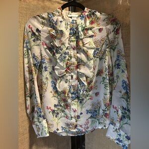 H&M Sheer Button Up Floral Blouse
